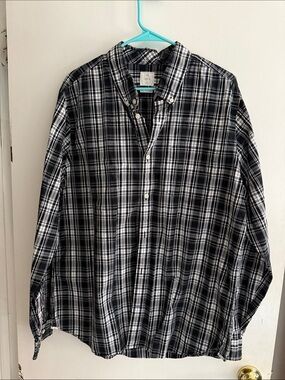 GAP Black and White Plaid Button-Down Shirt